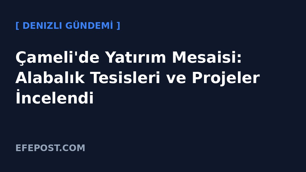 Çameli'de Yatırım Mesaisi: Alabalık Tesisleri ve Projeler İncelendi